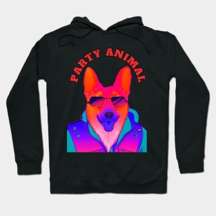 Party Animal Police K9 Dog Synthwave Retro Hoodie